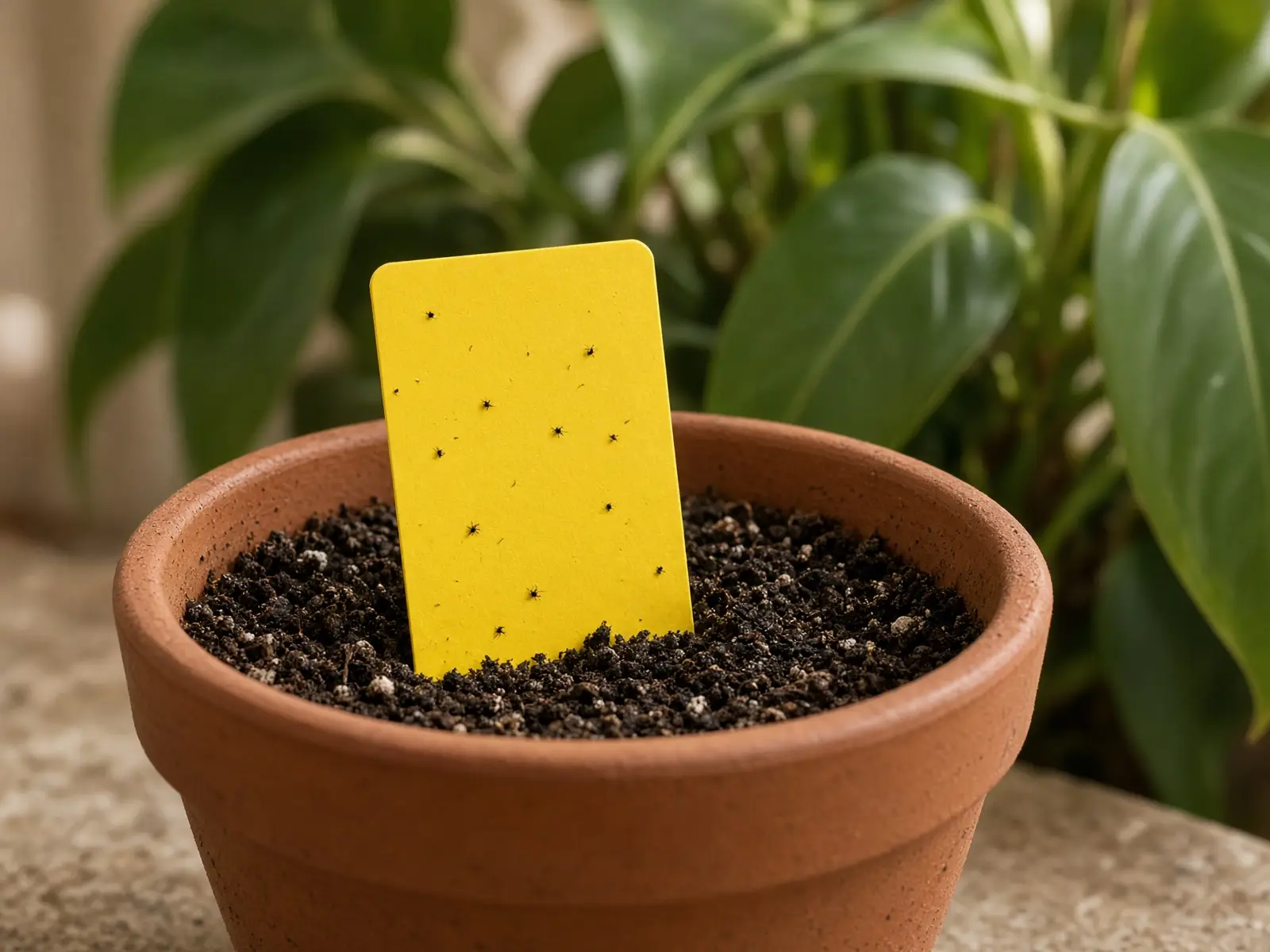 Yellow sticky traps for fungus gnat control